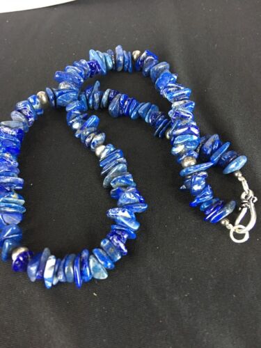 Men's Lapis Lazuli Necklace | Navajo Sterling Silver | Authentic Native American Handmade | 18" | 8066