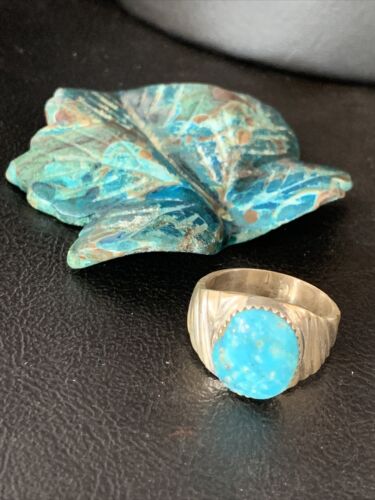 Navajo Blue Kingman Turquoise Ring | Sterling Silver | Sz 10 | Authentic Native American Handmade | 14151