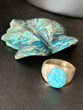 Navajo Blue Kingman Turquoise Ring | Sterling Silver | Sz 10 | Authentic Native American Handmade | 14152