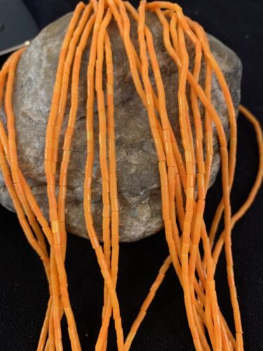 Stabilized Orange Spiny Oyster Heishi Necklace | 10 Strand | Sterling Silver | Authentic Native American Handmade | 619