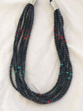 Navajo Navy Blue Dumortierite Turquoise Necklace | Sterling Silver | Authentic Native American Handmade | 11499