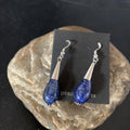 Navajo Lapis Lazuli Bead Dangle Earrings | Sterling Silver | 1" | Authentic Native American Handmade | 13330