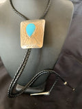 Men's Bolo Tie | Navajo Blue Kingman Turquoise | Sterling Silver | Authentic Native American Handmade | 12146