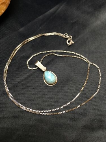 Navajo Turquoise Pendant | Sterling Silver | Authentic Native American Handmade | 20" | 8975 - Masha USA