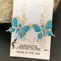 Navajo Blue Turquoise Inlay Butterfly Earrings | Sterling Silver | 0.5" | 12013