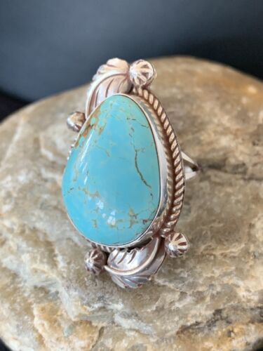 Navajo Blue Turquoise #8 Ring | Sterling Silver | Sz 7 | Authentic Native American Handmade | 671
