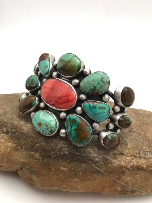 Navajo Royston Turquoise Bracelet | Sterling Silver | Authentic Native American Handmade | 1052