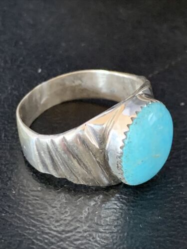 Navajo Blue Kingman Turquoise Ring | Sterling Silver | Sz 11 | Authentic Native American Handmade | 14148