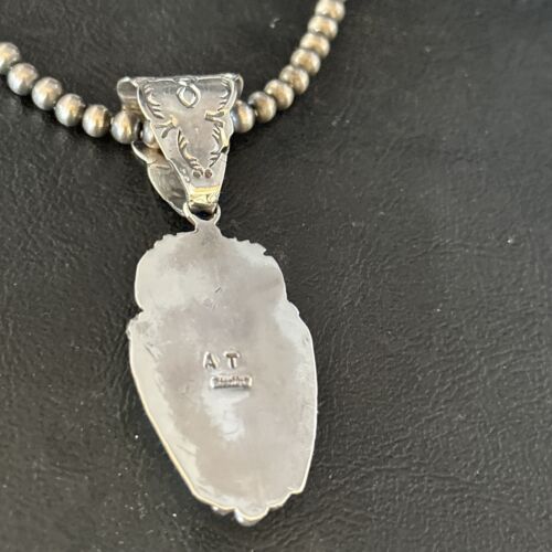 Navajo Blue Golden Hills Pendant Necklace | Sterling Silver | Authentic Native American Handmade | 14618