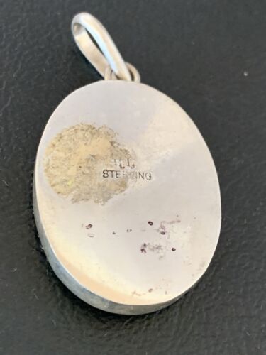 Navajo Blue Opal Inlay Pendant | Sterling Silver | Authentic Native American Handmade | 13142