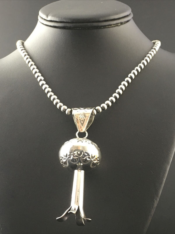 Navajo Sterling Silver Naja Necklace Pendant | 3" | Authentic Native American Handmade | 10048