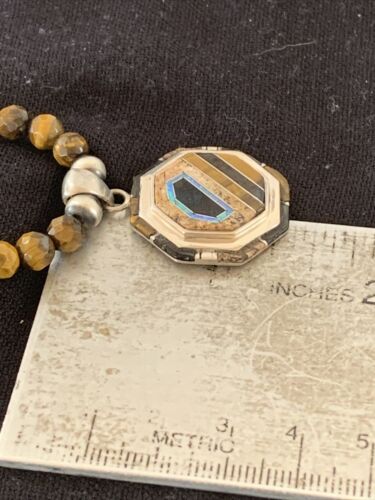 Navajo Tiger's Eye & Spiny Oyster Necklace | Sterling Silver Pearls | 20" | Inlay | Authentic Native American Handmade | 01459