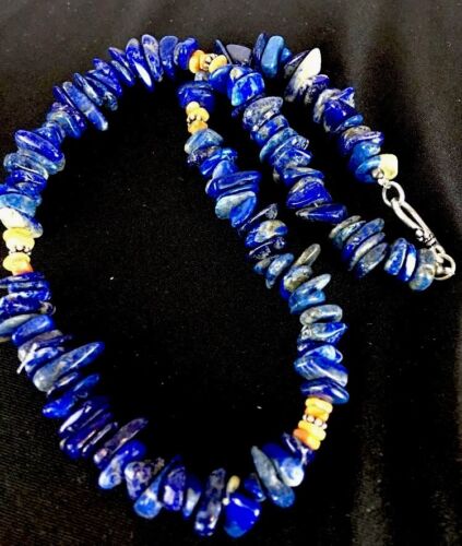 Navajo Lapis Lazuli Spiny Oyster Necklace | Sterling Silver | Native American Handmade | 21"