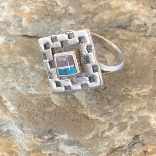 Navajo Blue Turquoise Sugilite Inlay Ring | Sz 6.5 | Sterling Silver | Authentic Native American Handmade | 11282