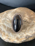 Native American Old Pawn Navajo Black Onyx Ring | Sterling Silver | Sz 7 | 11947