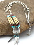 Navajo Concho Heishi Tubes Necklace | 3 Strand Liquid Sterling Silver | Authentic Native American Handmade | 4373