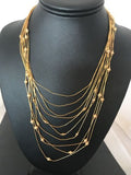 Gold Filled Beads Liquid Heishi 10 Strand Tube Necklace | Graduated | 3694