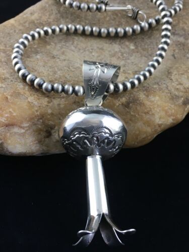 Navajo Sterling Silver Necklace | Large Naja Pendant 4" | Authentic Native American Handmade | 1673
