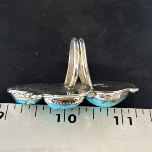 Navajo Blue Kingman Turquoise Multi-Stone Ring | Authentic Native American Sterling Silver | Sz 9.5 | 14551