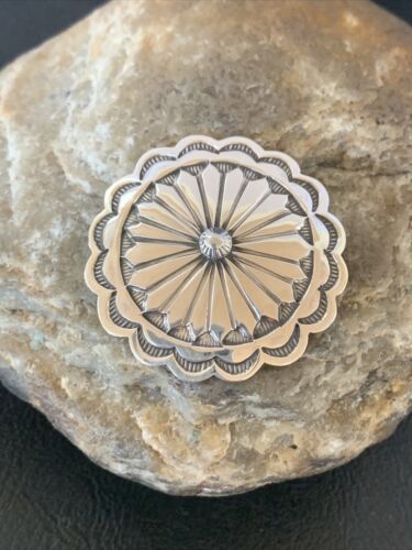 Authentic Native American Navajo Pin | Sterling Silver Stamped Design | Handmade | 1207