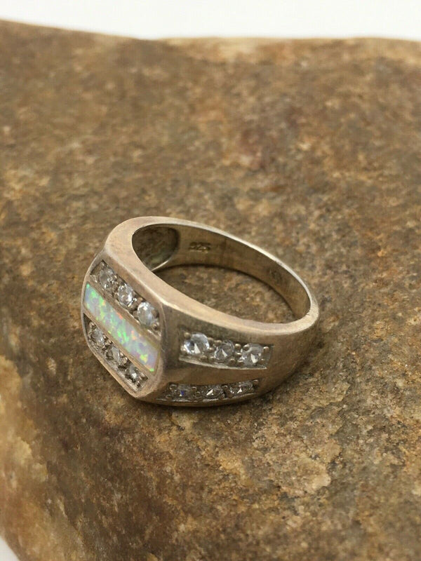 Navajo Sterling Silver Opal Wild Horse Ring | Sz 6.5 | 170