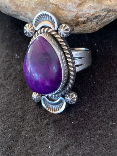 Navajo Purple Sugilite Ring | Sterling Silver | Sz 7.5 | Authentic Native American Handmade | 4133