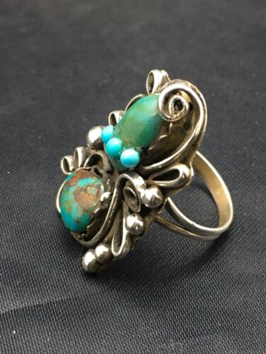 Navajo Multi-Stone Turquoise Ring | Sterling Silver | Sz 8.75 | Native American Handmade | 3182