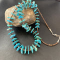 Navajo | Sterling Silver | Kingman Turquoise Shell Necklace | 26" | Authentic Native American Handmade | 11818