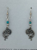 Navajo Kokopelli Turquoise Earrings | Sterling Silver | Authentic Native American Handmade | 1.25" | 4525