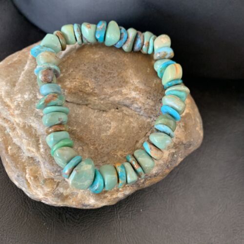 Men's Women's Stretch Bracelet | Blue Green Turquoise Stone | 7" | 11827