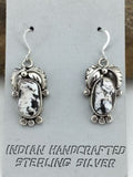 Navajo White Buffalo Turquoise Dangle Earrings | Sterling Silver | 1.25" | Authentic Native American Handmade | 1325