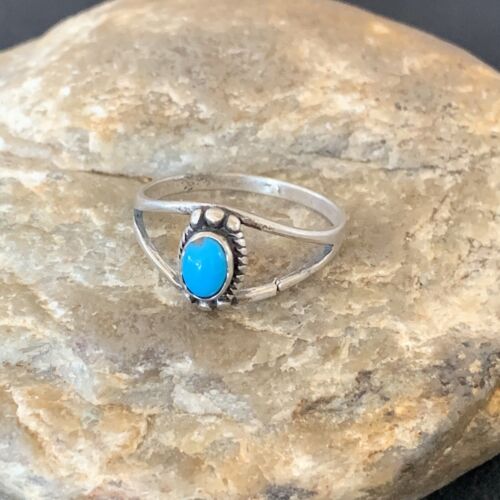 Southwestern Old Pawn Navajo Blue Turquoise Ring | Sterling Silver | Sz 9.5 | 10772