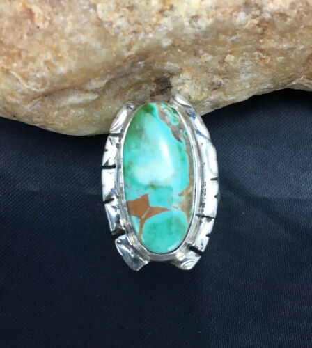 Native American Men's Navajo Royston Turquoise Ring | Sterling Silver | Sz 6.5 | 10219