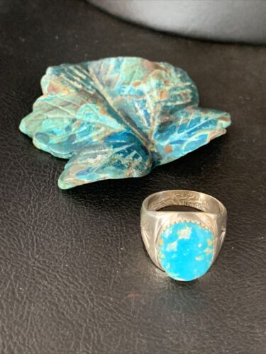 Navajo Blue Kingman Turquoise Ring | Sterling Silver | Sz 10 | Authentic Native American Handmade | 14150