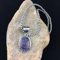 Navajo Purple Charoite Pendant Necklace | Sterling Silver | Authentic Native American Handmade | 10087
