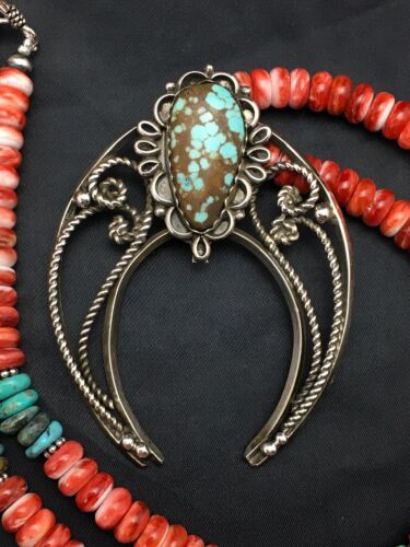 Navajo Turquoise #8 Spiny Oyster Naja Pendant | Sterling Silver Necklace | 24" | Authentic Native American | 4062