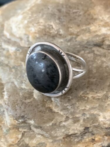 Native American Design Black Onyx Pinky Ring | Sterling Silver | Sz 3.5 | 10799
