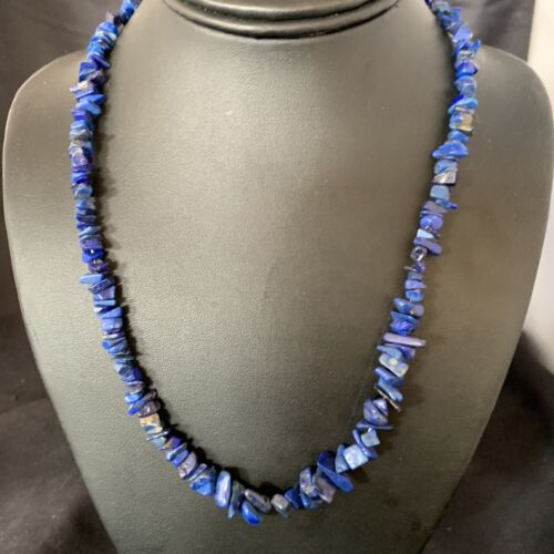 Native American Men's Navajo Lapis Nuggets Necklace | Sterling Silver | 20" | 14412