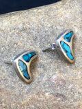 Native American Navajo Turquoise Earrings | Sterling Silver Inlay | Authentic Handmade | 8991