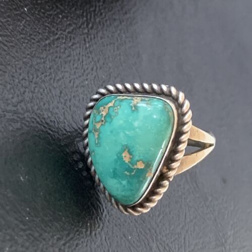 Navajo Green Sonoran Gold Turquoise Ring | Sterling Silver | Sz 6 | 10365