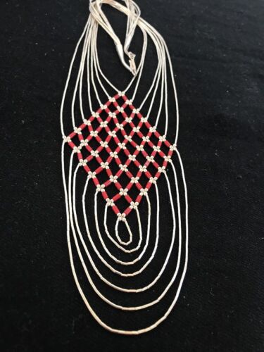 Southwestern Coral Heishi Necklace | 7 Strands Sterling Silver | Navajo | 3699