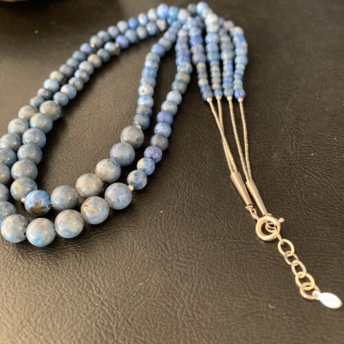 Native American Denim Lapis Bead Necklace | Sterling Silver | 21" | 2028