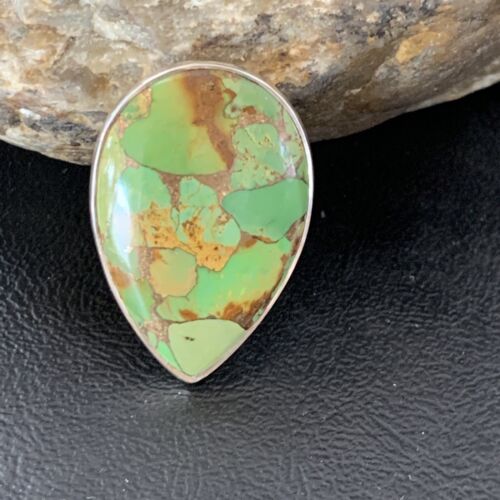 Adjustable Navajo Green Mojave Turquoise Ring | Sterling Silver | Sz 8 | 11721