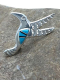 Navajo Hummingbird Inlay Pin | Turquoise | Sterling Silver | Authentic Native American Handmade | 2903