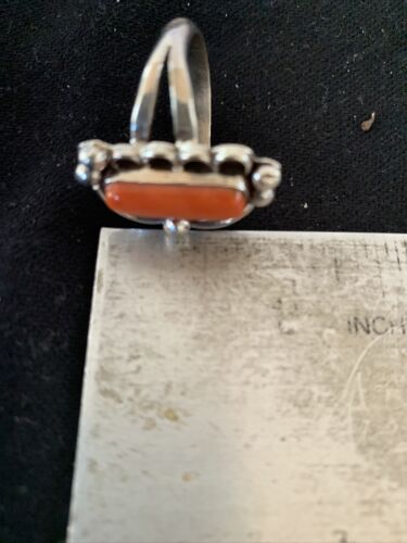 Navajo Red Coral Ring | Sterling Silver | Sz 9.5 | Authentic Native American Handmade | 01300