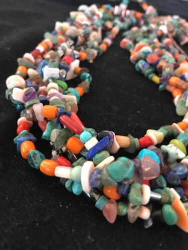 Native American Santo Domingo Multi-Stone Bead Necklace | 36" | 1254