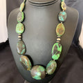 Navajo Sterling Silver Graduated Green Nugget Turquoise Necklace | Authentic Native American | 21" | 10724