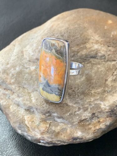 Southwestern Navajo Yellow Bumble Bee Jasper Ring | Sterling Silver | Sz 7 | 11551