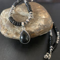 Native American Men's Navajo Pearl Necklace Pendant | Sterling Silver Black Onyx | 11906