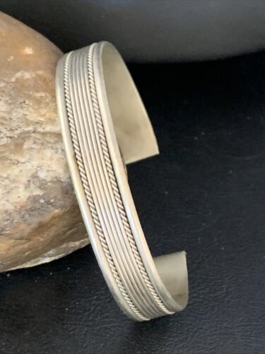 Navajo Sterling Silver Stamped Cuff Bracelet | Authentic Native American Handmade | 13675